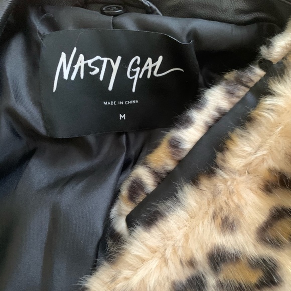 NastyGal Faux Leather Jacket with Removable Fur